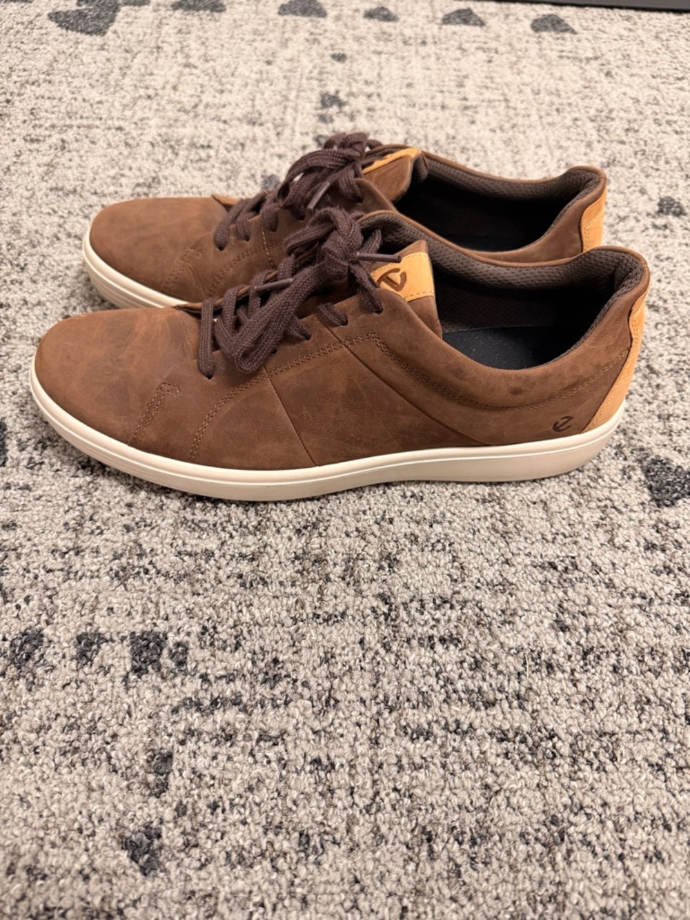 ECCO Soft 7 Shoes Mens 46 Sneakers Shoes Brown Lace Up Comfort Oxford US 12